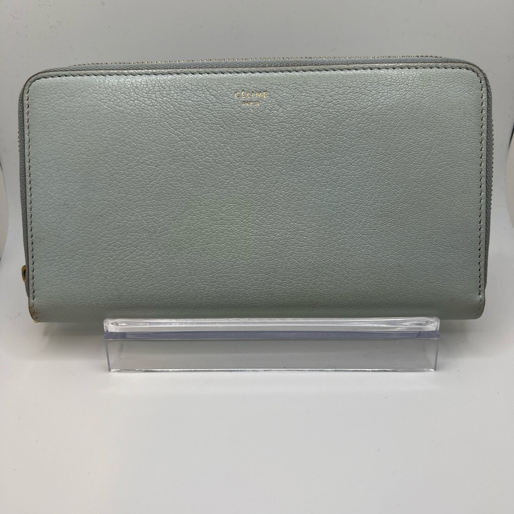 GUC Celine Leather Baby Blue Long Zip Wallet - Picture 1 of 8